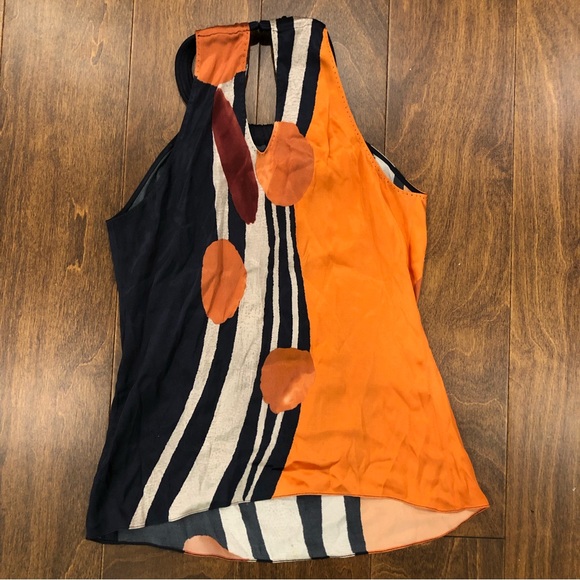 Elie Tahari sleeveless multicolour top with circle neckline. Size XS. - Picture 4 of 7